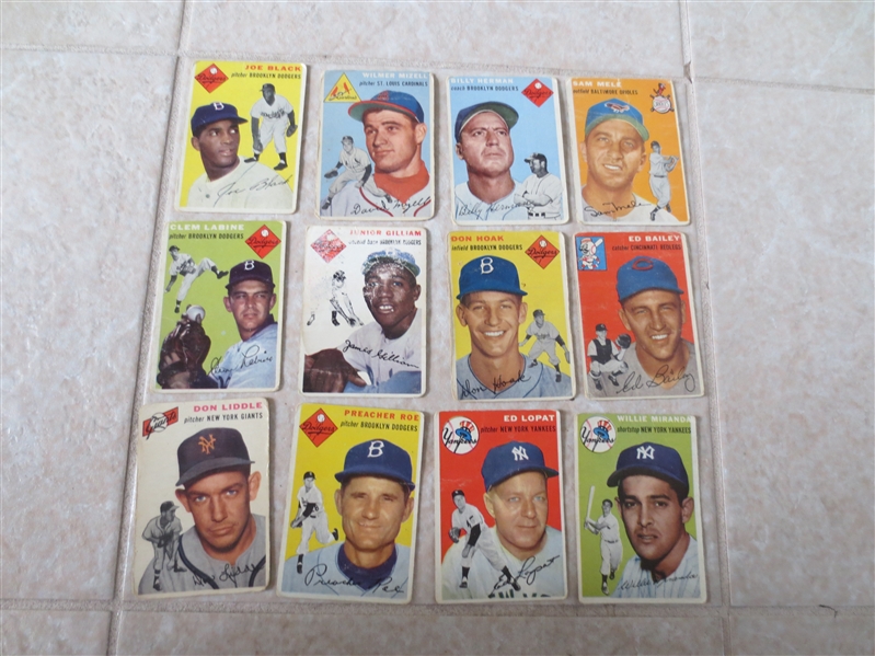(12) 1954 Topps Baseball cards many Brooklyn Dodgers