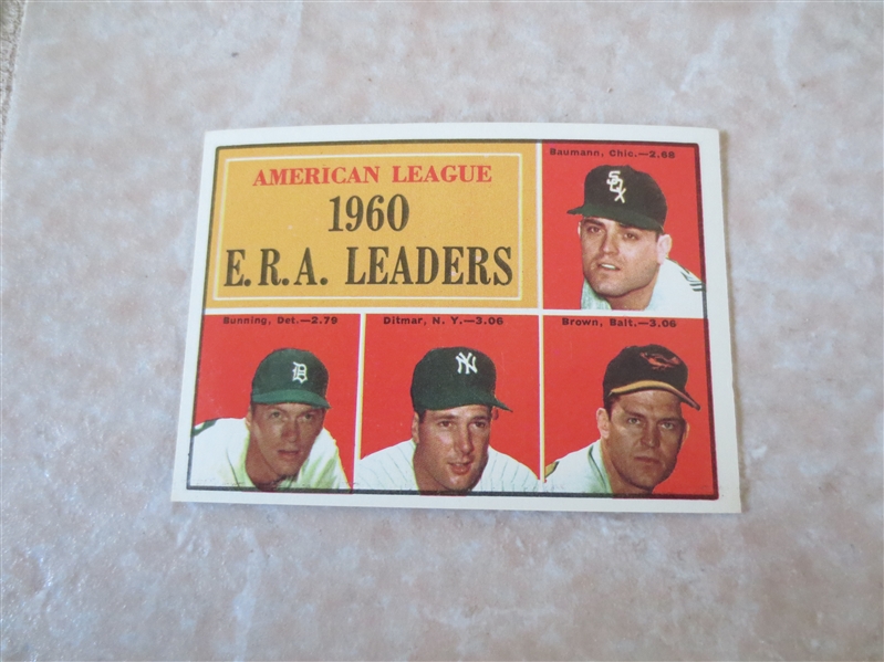 1961 Topps American League ERA Leaders baseball card #46  A beauty!