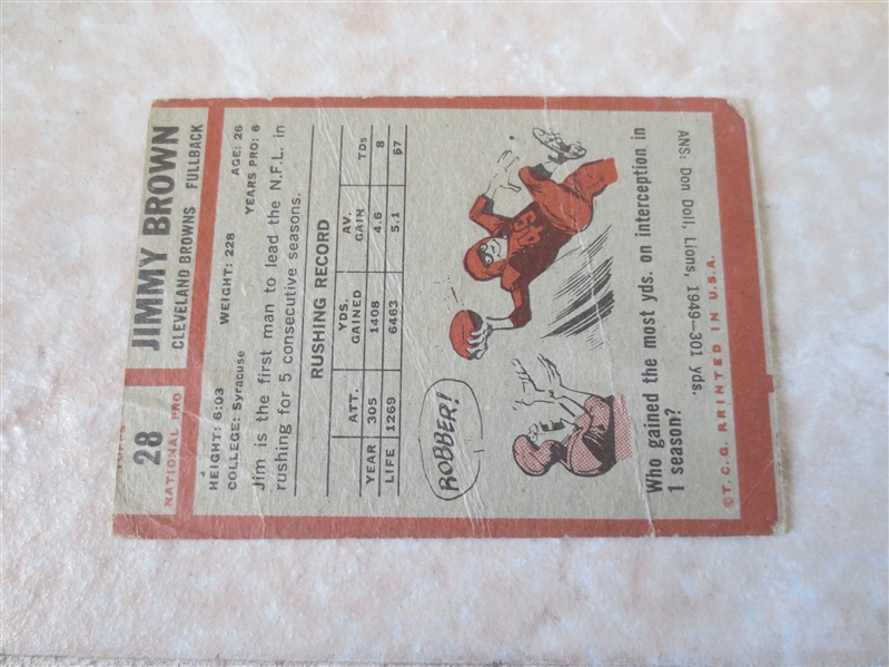 1962 Topps Jim Brown #28 football card in affordable condition