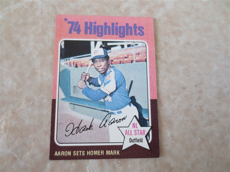 1975 Topps Hank Aaron NL All Star #1 baseball card  Very nice condition