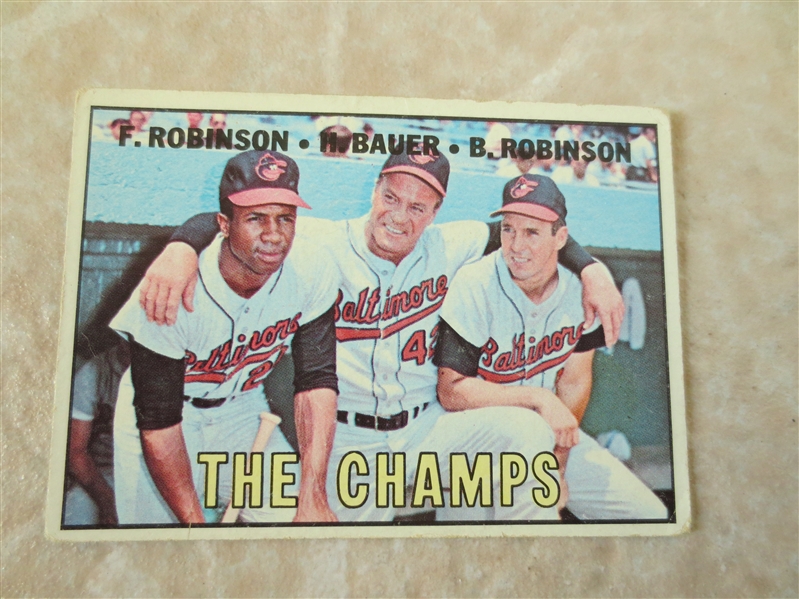 1967 Topps The Champs baseball card #1 with Frank and Brooks Robinson