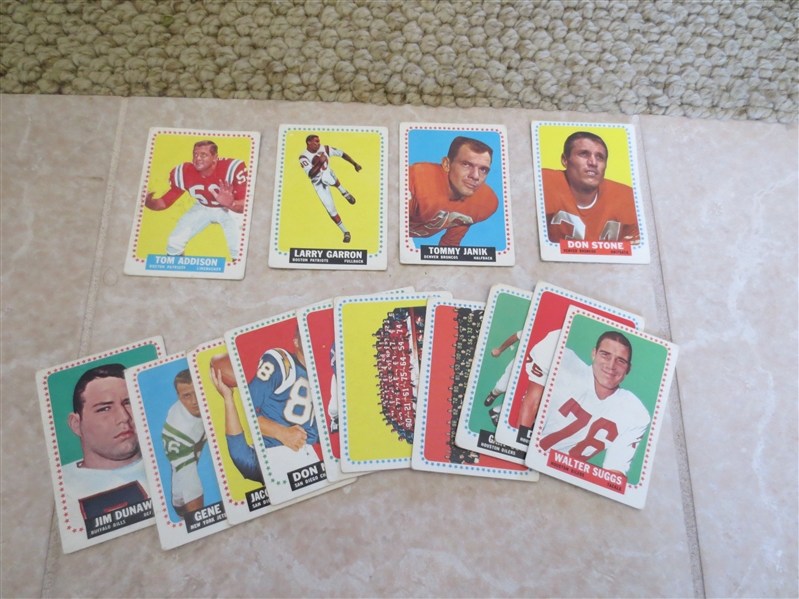 (14) different 1964 Topps football cards including Raiders team and  Broncos team 