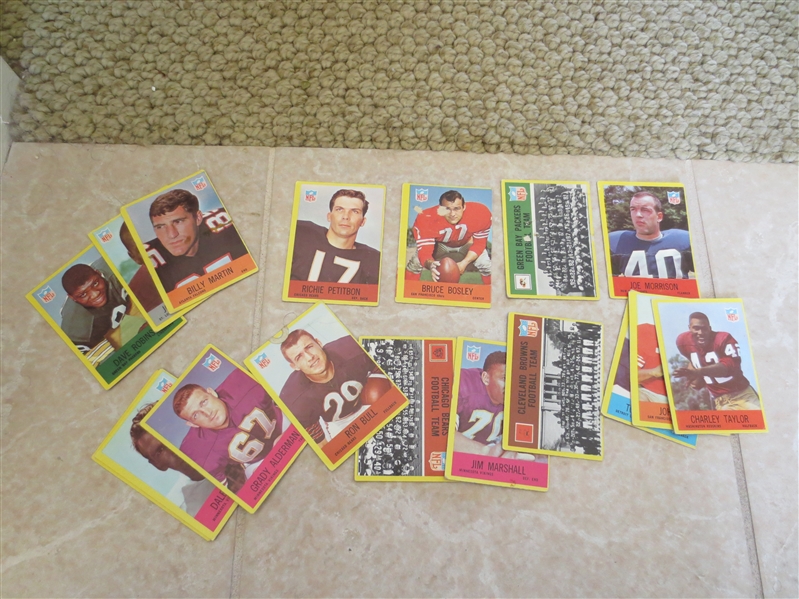 (17) 1967 Philadelphia football cards including Robinson, Taylor, Marshall, Roland and Team cards