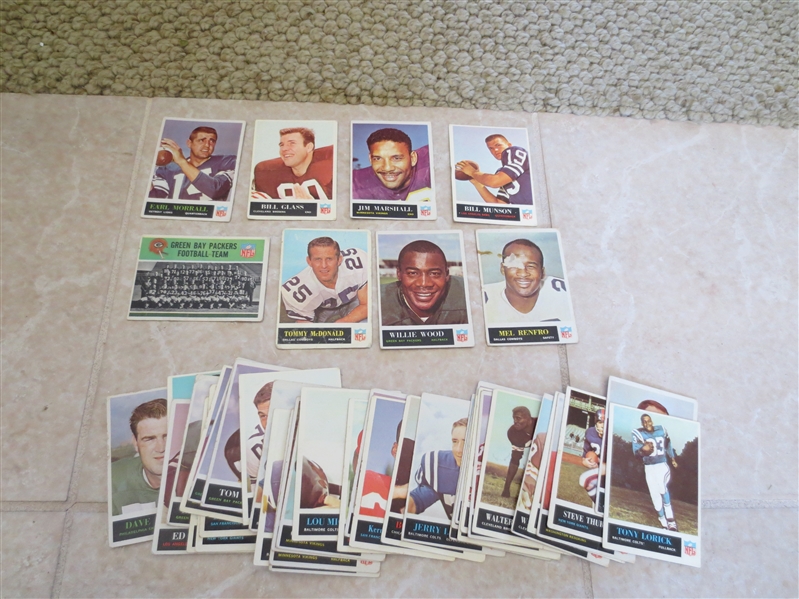 (40) different 1965 Philadelphia football cards including Renfro rookie (rough), Marshall, Willie Wood