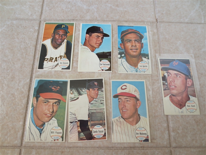1964 Topps Giants Bob Clemente, Carl Yastrzemski, Luis Aparicio, Maloney, Pappas, Pascual, Hunt 