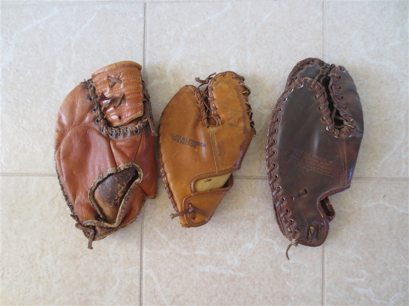 (3) different 1950's-60's Steve Bilko store model baseball gloves  All made in USA