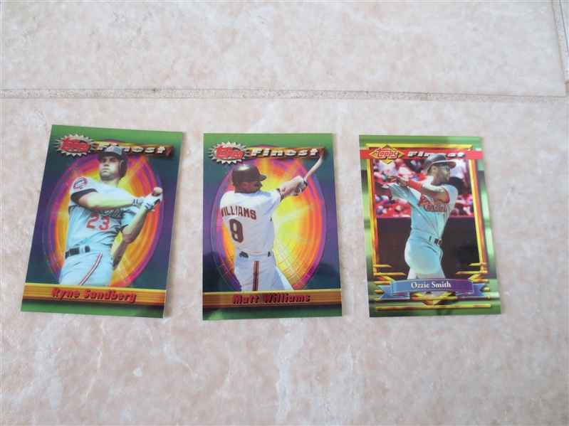 (3) 1994 Topps Finest Baseball Cards: Ryne Sandberg, Ozzie Smith, Matt Williams