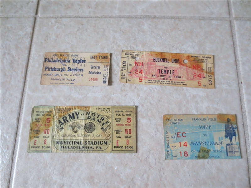 (4) Vintage Pro and College Football tickets: Eagles/Steelers, Army/Notre Dame, and more