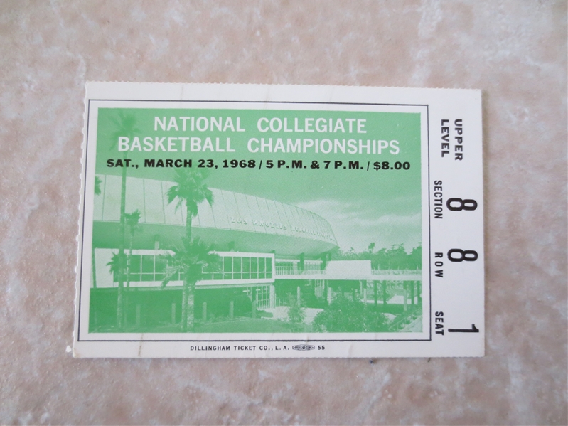 1968 NCAA Basketball Championship Final ticket stub UCLA vs. North Carolina