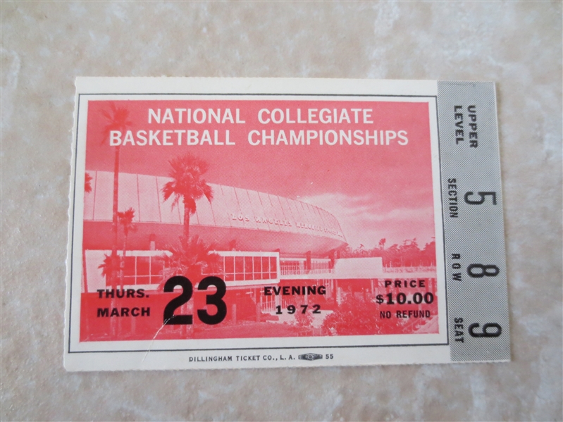 1972 NCAA Basketball Semi-final ticket stub UCLA beats Louisville