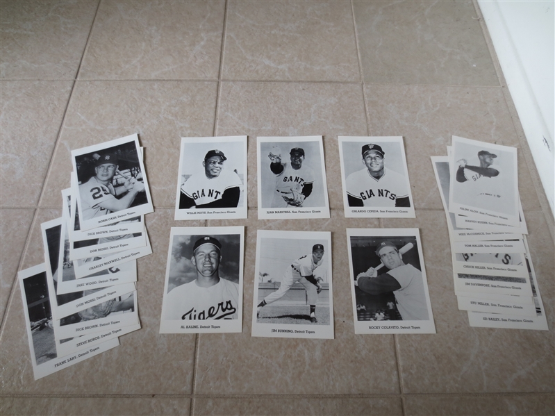 (23) 1960's San Francisco Giants & Detroit Tigers player photos including Mays, Marichal, Cepeda, Bunning, Kaline, Colavito