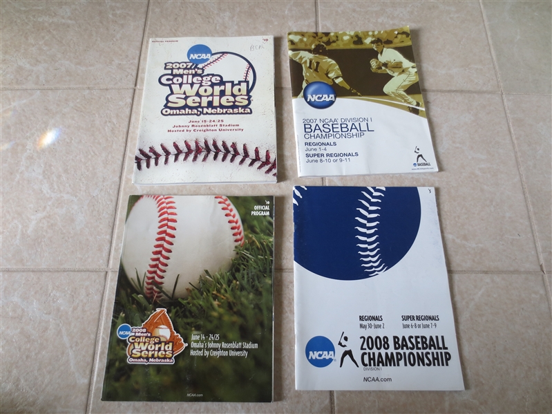 (6) different vintage College Baseball World Series programs