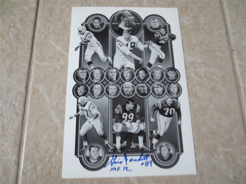 Autographed Gino Marchetti Baltimore Colts sheet 10 x 7  Hall of Famer 1972
