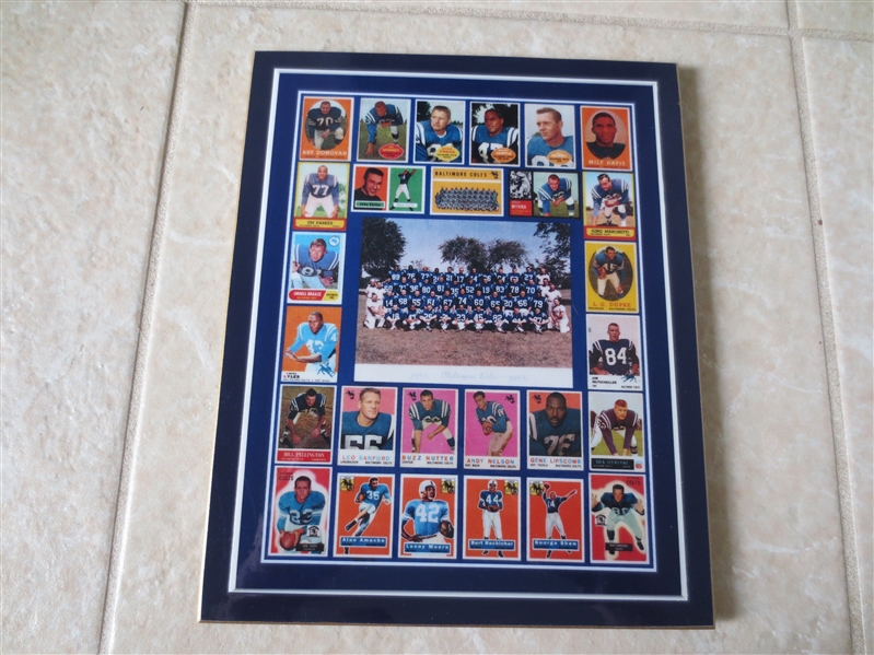 Baltimore Colts Football Plaque with Topps cards  Neat!