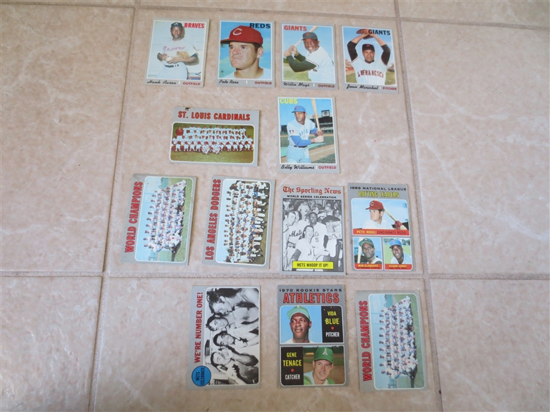 (13) 1970 Topps Baseball cards of Hall of Famers and other goodies