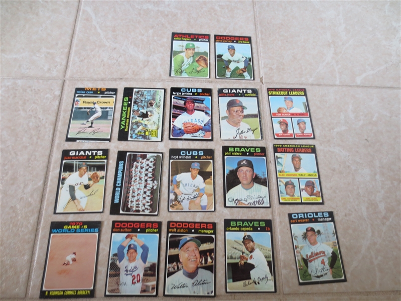 (17) 1971 Topps baseball cards ALL Greats of the Game including Nolan Ryan and a rookie Steve Garvey