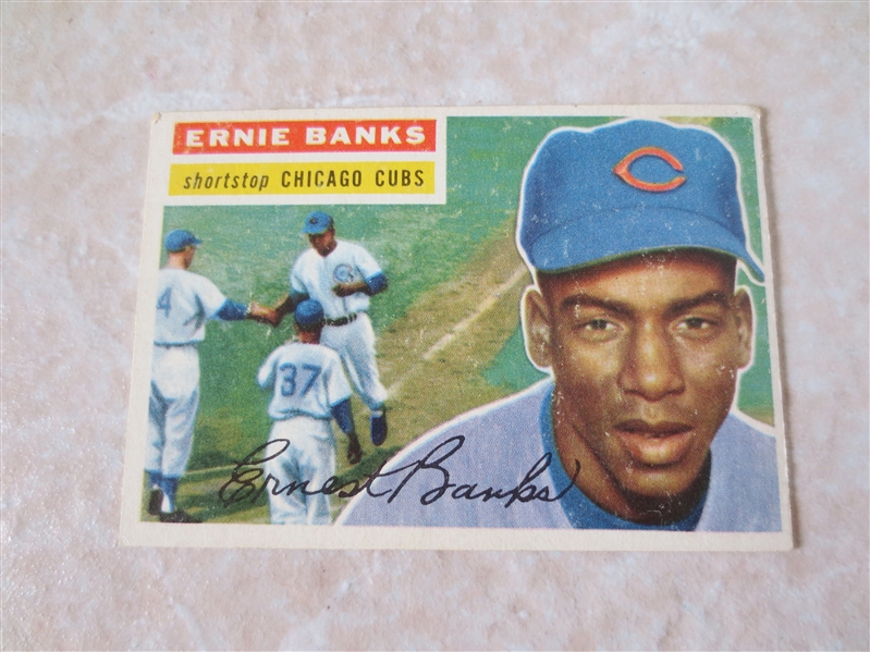 1956 Topps Roberto Clemente + 1956 Topps Ernie Banks baseball cards