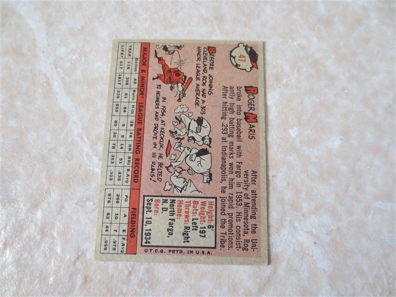 1958 Topps Roger Maris rookie baseball card #47