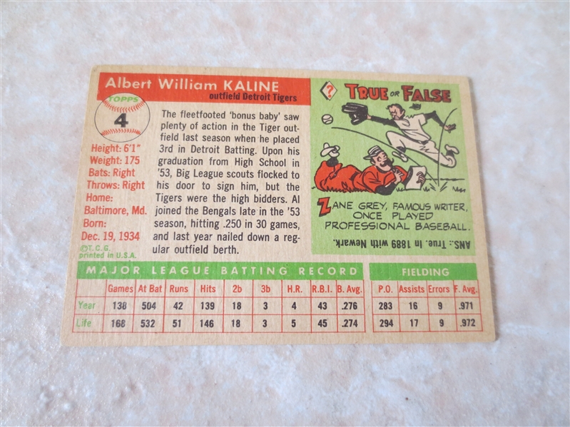 1955 Topps Hank Aaron + 1955 Topps Al Kaline baseball cards both with nice color
