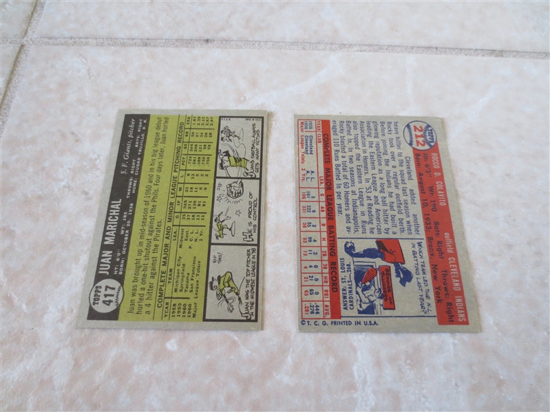 1957 Topps Rocky Colavito rookie card plus 1961 Topps Juan Marichal baseball card