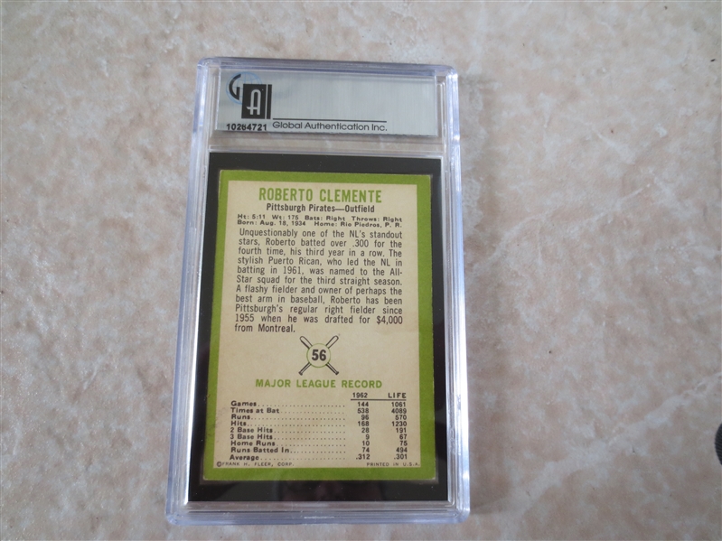 1963 Fleer Roberto Clemente GAI 6 ex-mt baseball card #56
