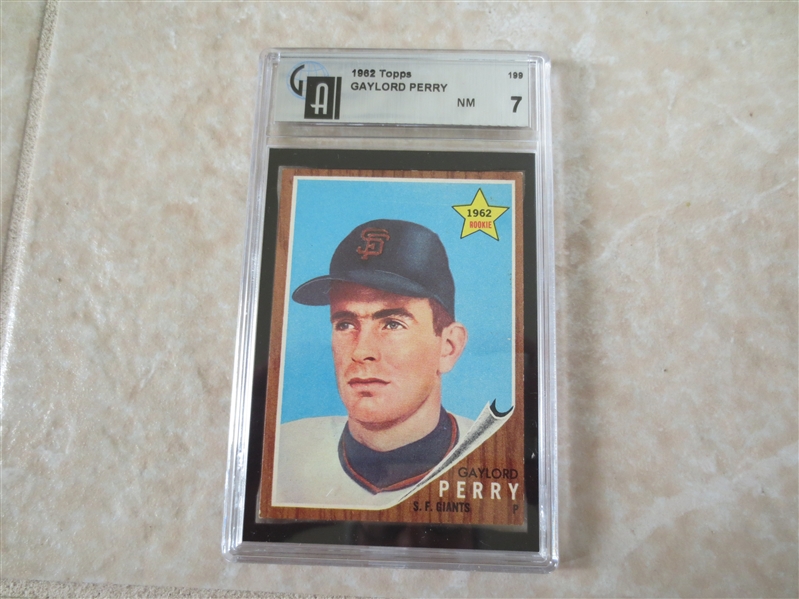 1962 Topps Gaylord Perry GAI 7 near mint rookie baseball card #199 Hall of Famer