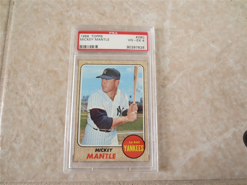 1968 Topps Mickey Mantle PSA 4 vg-ex baseball card #280 affordable