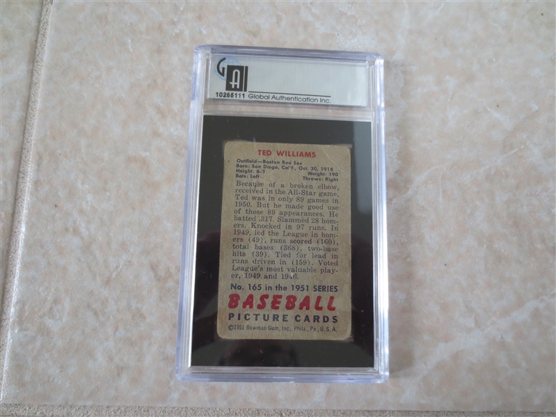 1951 Bowman Ted Williams GAI 1.5 fair baseball card #165 affordable