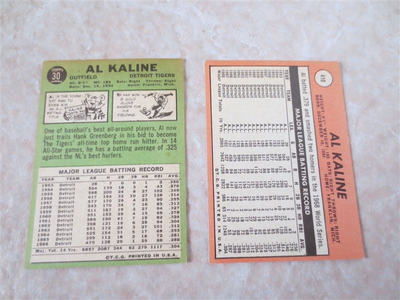 1967, 68, 69, and 70 Topps Al Kaline baseball cards in very nice condition