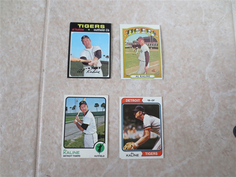 1971, 72, 73, 74 Topps Al Kaline baseball cards 