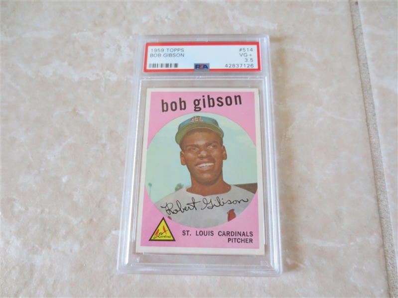 1959 Topps Bob Gibson rookie #514 PSA 3.5 vg+ baseball card (has minor crease)