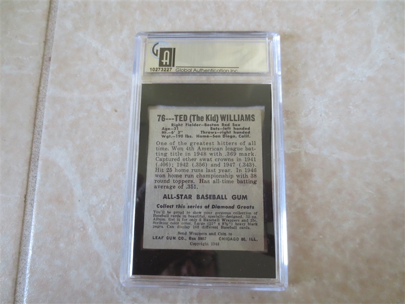 1948 Leaf Ted Williams GAI 3.5 vg+ baseball card #76