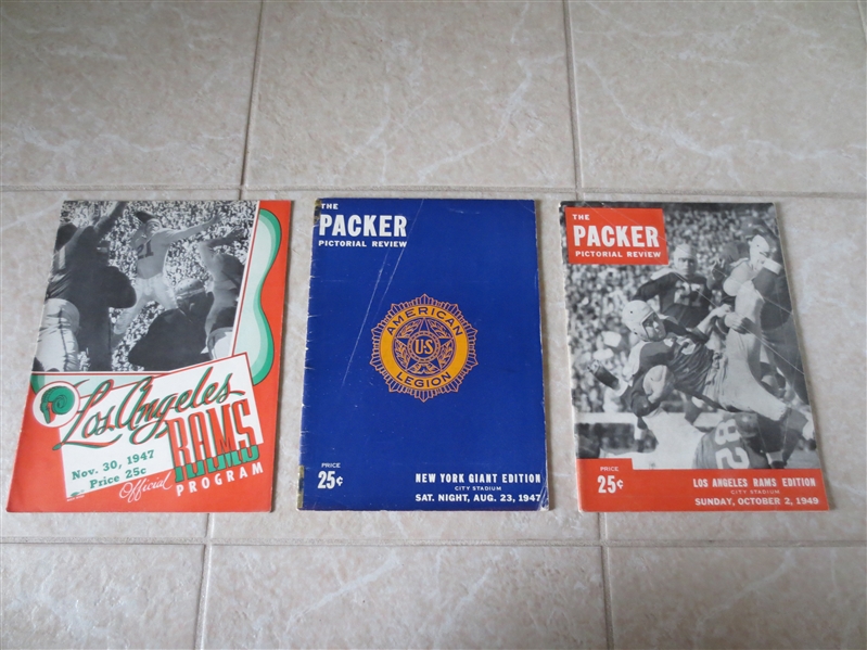 (3) Green Bay Packers football programs from 1947 and 1949