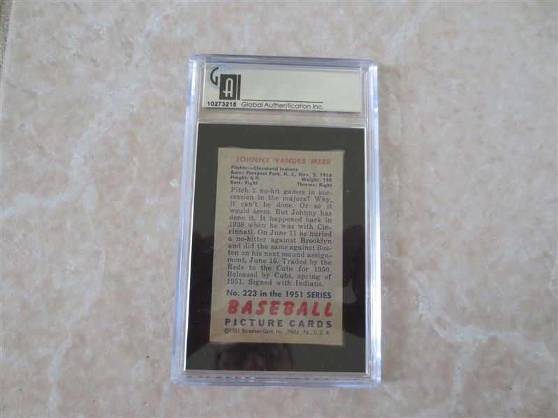 1951 Bowman Johnny Vander Meer GAI 6.5 EX-MT+ baseball card #223 no qualifiers