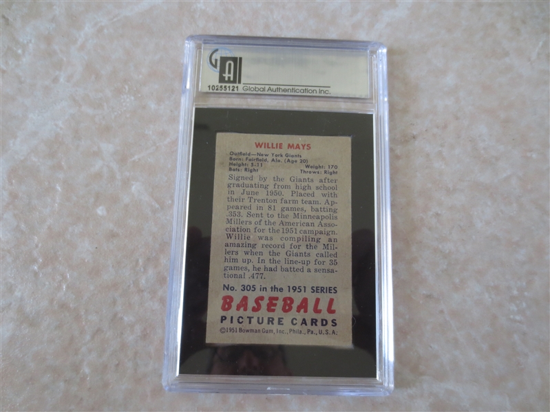 1951 Bowman Willie Mays GAI 6.5 ex-mt+ rookie baseball card #305 WOW!