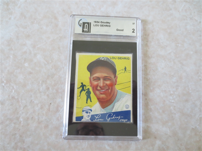 1934 Goudey Lou Gehrig GAI 2 good baseball card #37 in affordable condition!  WOW!!!