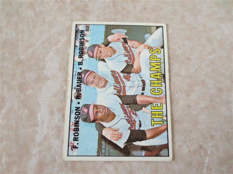 1967 Topps The Champs Frank and Brooks Robinson baseball card #1