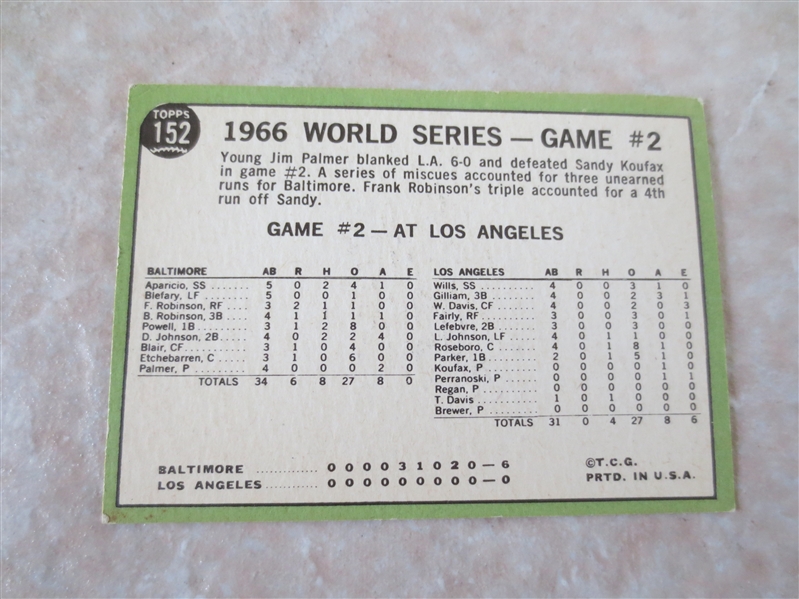 1967 Topps World Series Game #2 Jim Palmer baseball card #152