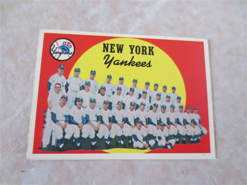 1959 Topps New York Yankees Team baseball card Checklist #7 unmarked #510 in very nice condition!