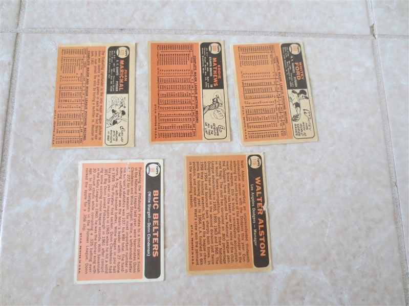 (5) 1966 Topps Hall of Famer baseball cards in affordable condition