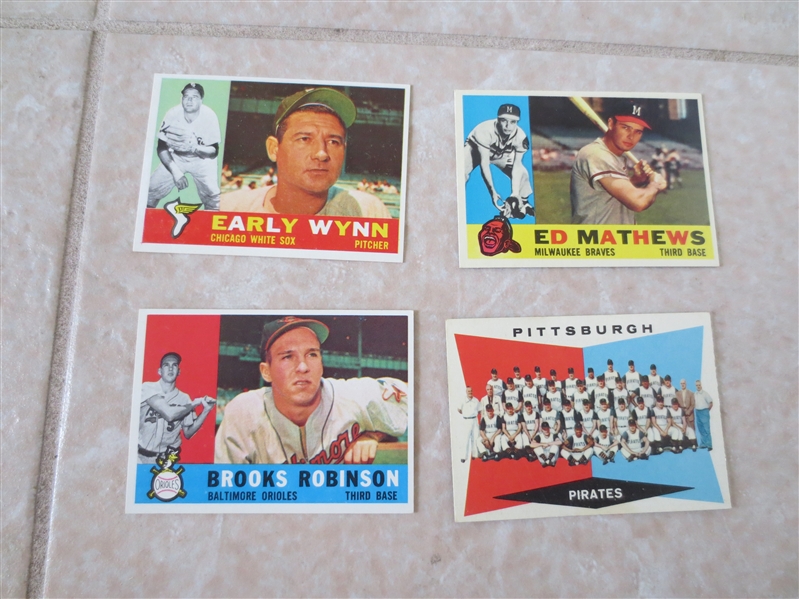 (4) 1960 Topps Hall of Famer baseball cards in great condition!