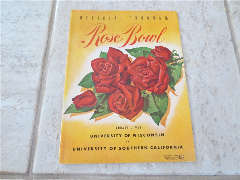 1953 Rose Bowl football program University of Wisconsin vs. USC  Beautiful condition!