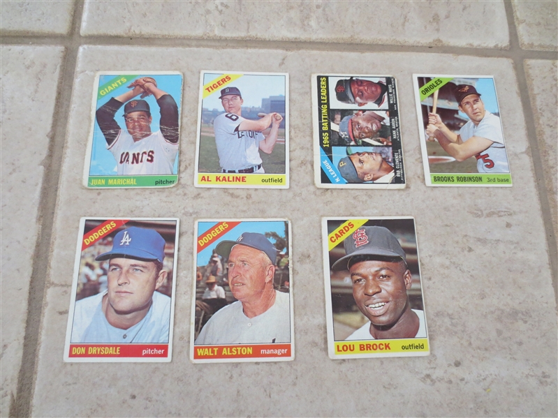 (7) different 1966 Topps Hall of Famer baseball cards in affordable condition