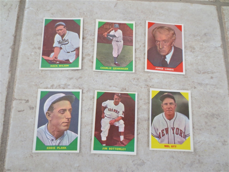 (6) 1960 Fleer Baseball Greats Baseball Cards in Beautiful Condition