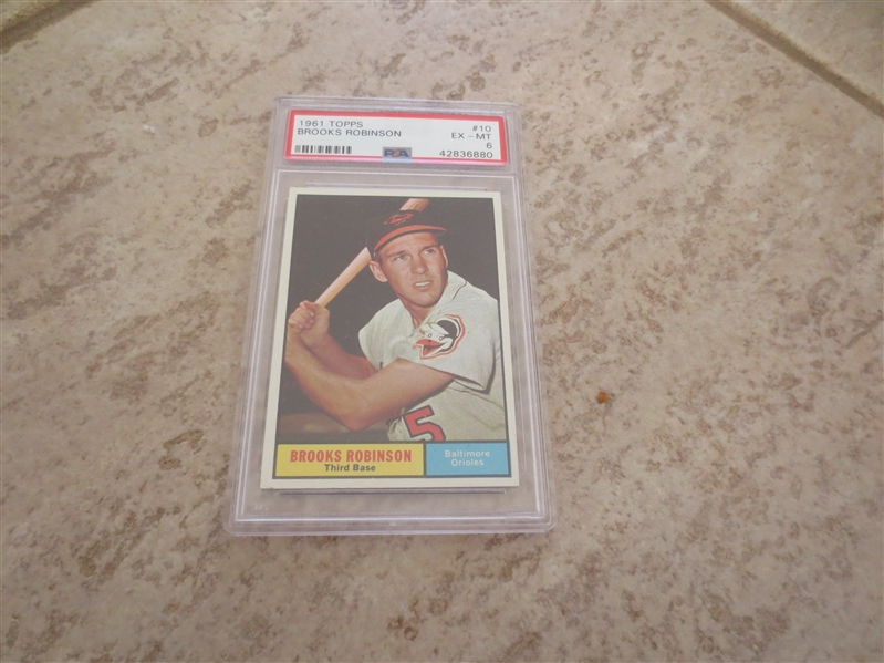 1961 Topps Brooks Robinson PSA 6 ex-mt baseball card #10 with no qualifiers