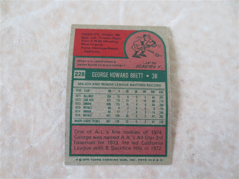 1975 Topps Mini George Brett rookie card #228