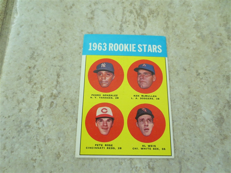 1963 Topps Pete Rose rookie baseball card #537 in affordable condition!
