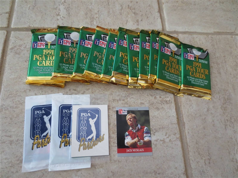 (15) 1991 Pro Set PGA Tour Gold packs and cards with Jack Nicklaus