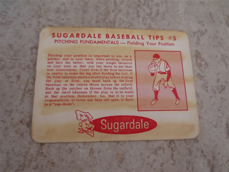 1962 Sugardale Weiners Jim Perry Cleveland Indians baseball card RARE