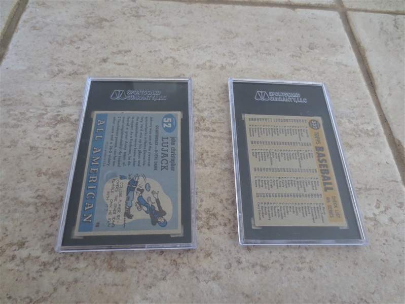 (2) SGC Graded Vintage baseball and football cards: 1960 Topps Yankees Team and 1955 Topps All American Johnny Lujack